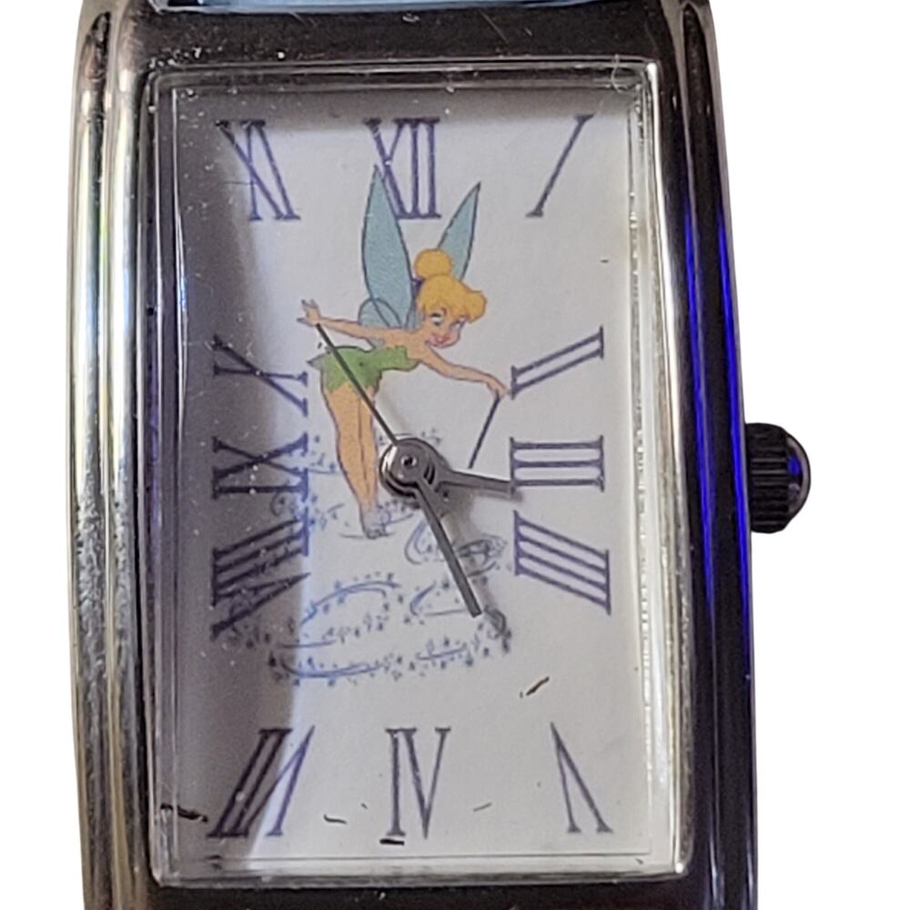 DISNEY Children's Watch Tinker Bell Rectangle Face Blue‎ Band New Battery Works